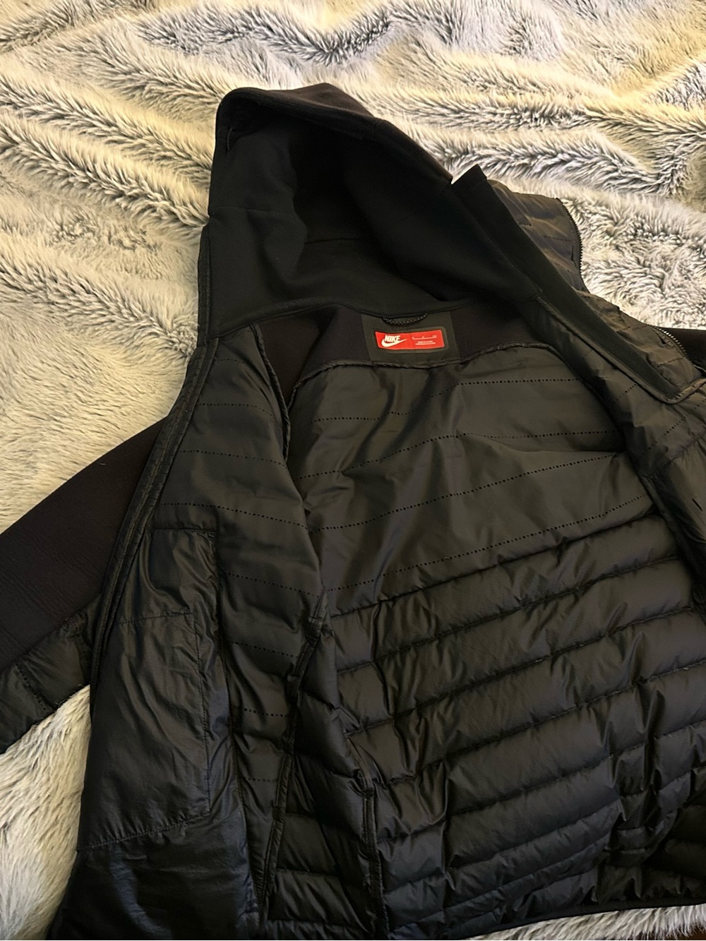 Nike Black Quilted Hooded Puffer Jacket
